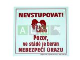 Výstražná cedulka "Pozor beran"