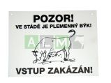 Výstražná cedulka "Pozor plemenný býk"