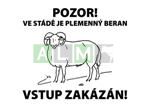 Výstražná cedulka - PLEMENNÝ BERAN