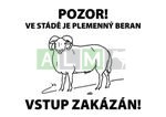 Výstražná cedulka - PLEMENNÝ BERAN